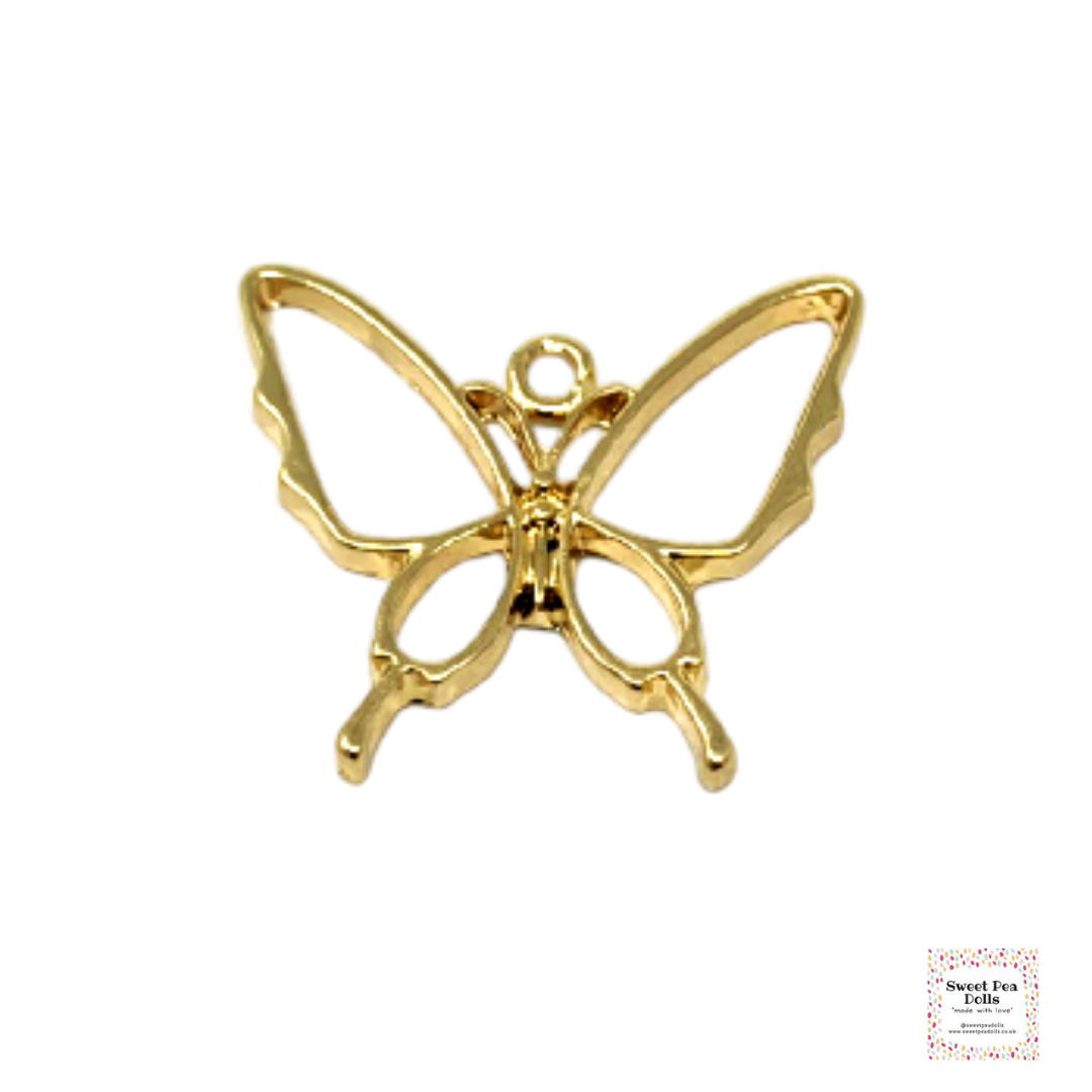 Resin Open Back Bezel - Detailed Butterfly - Gold