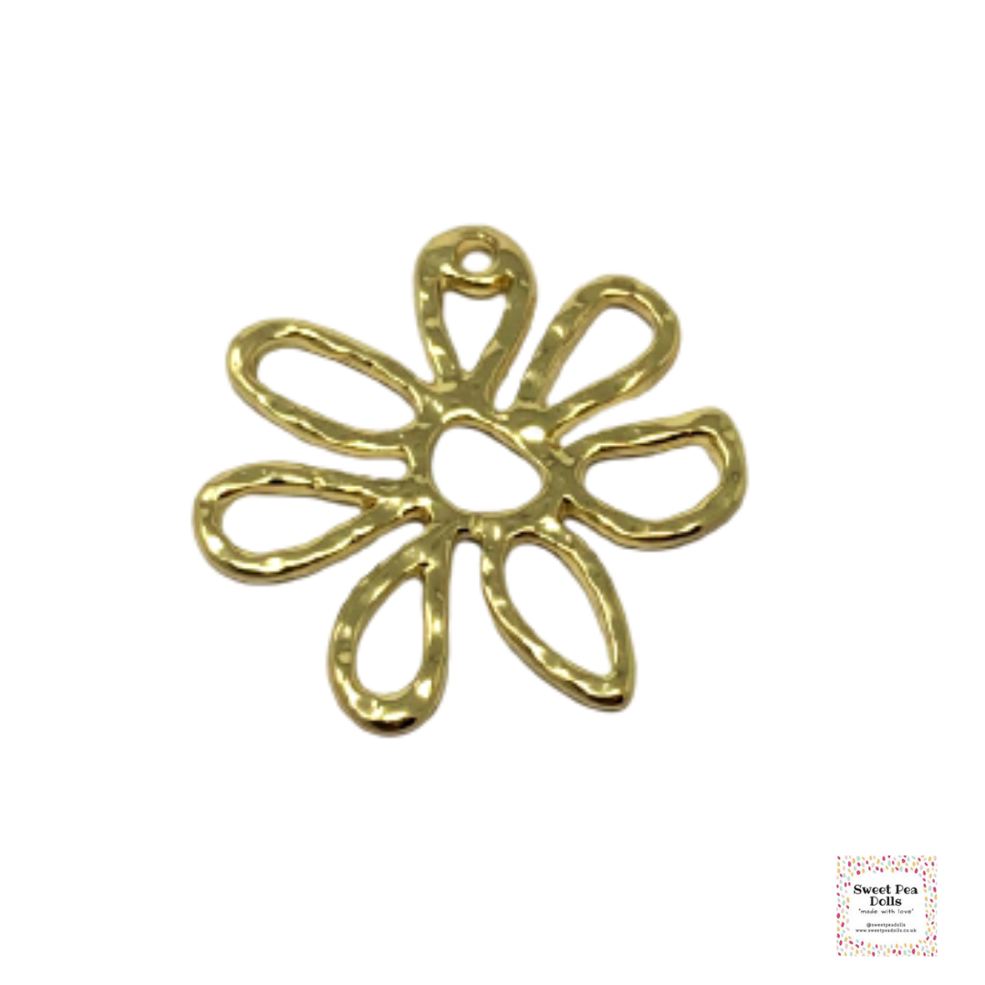 Resin Open Back Bezel - Gold Flower - Small