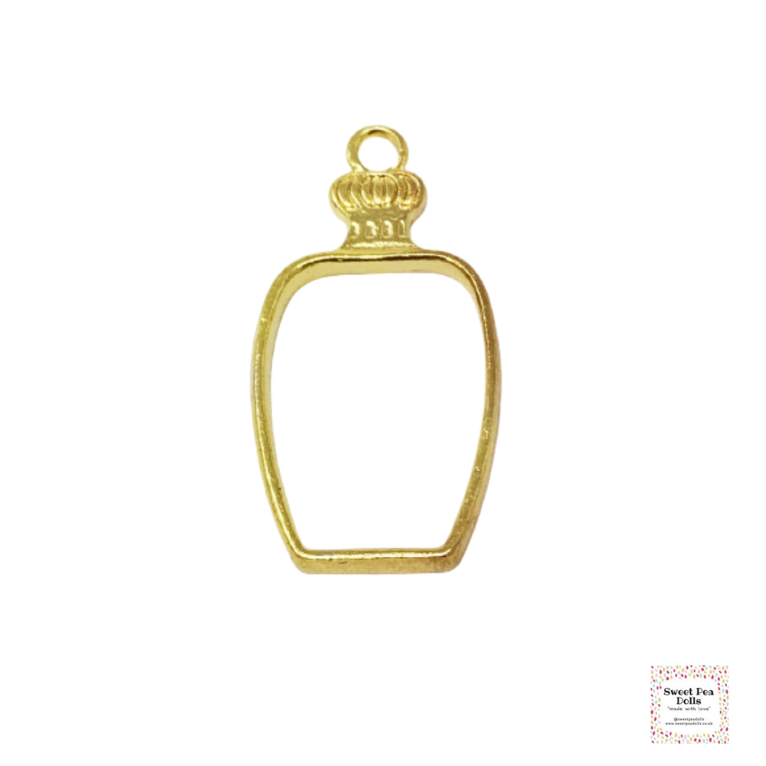 Resin Open Back Bezel - Golden Perfume Bottle