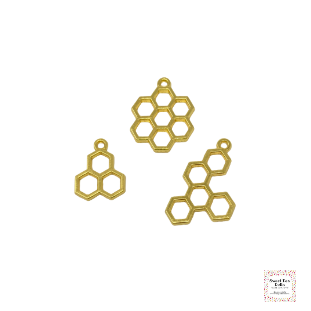 Resin Open Back Bezel - Golden Honeycomb - 3 Piece Set