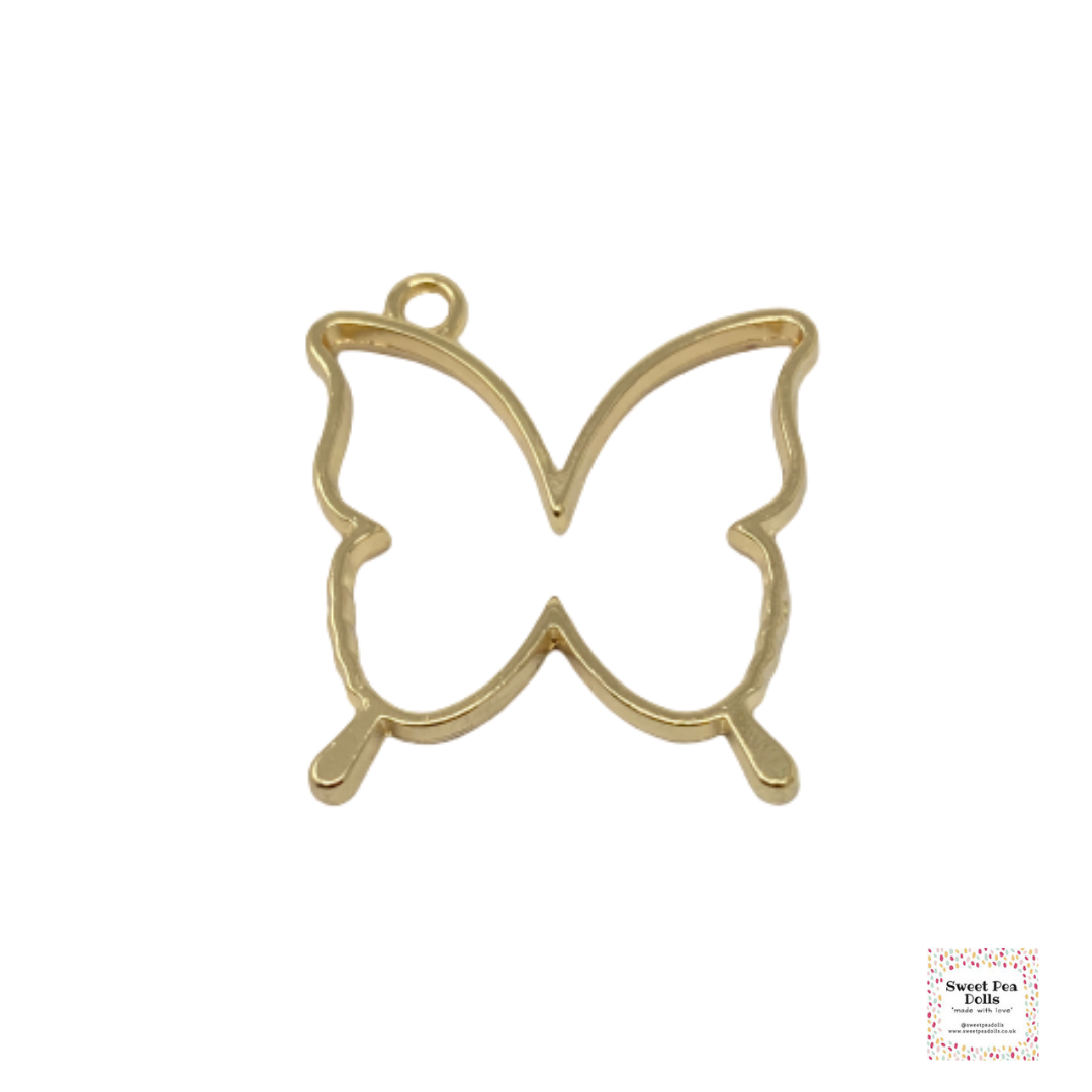 Resin Open Back Bezel - Butterfly - Matte Gold