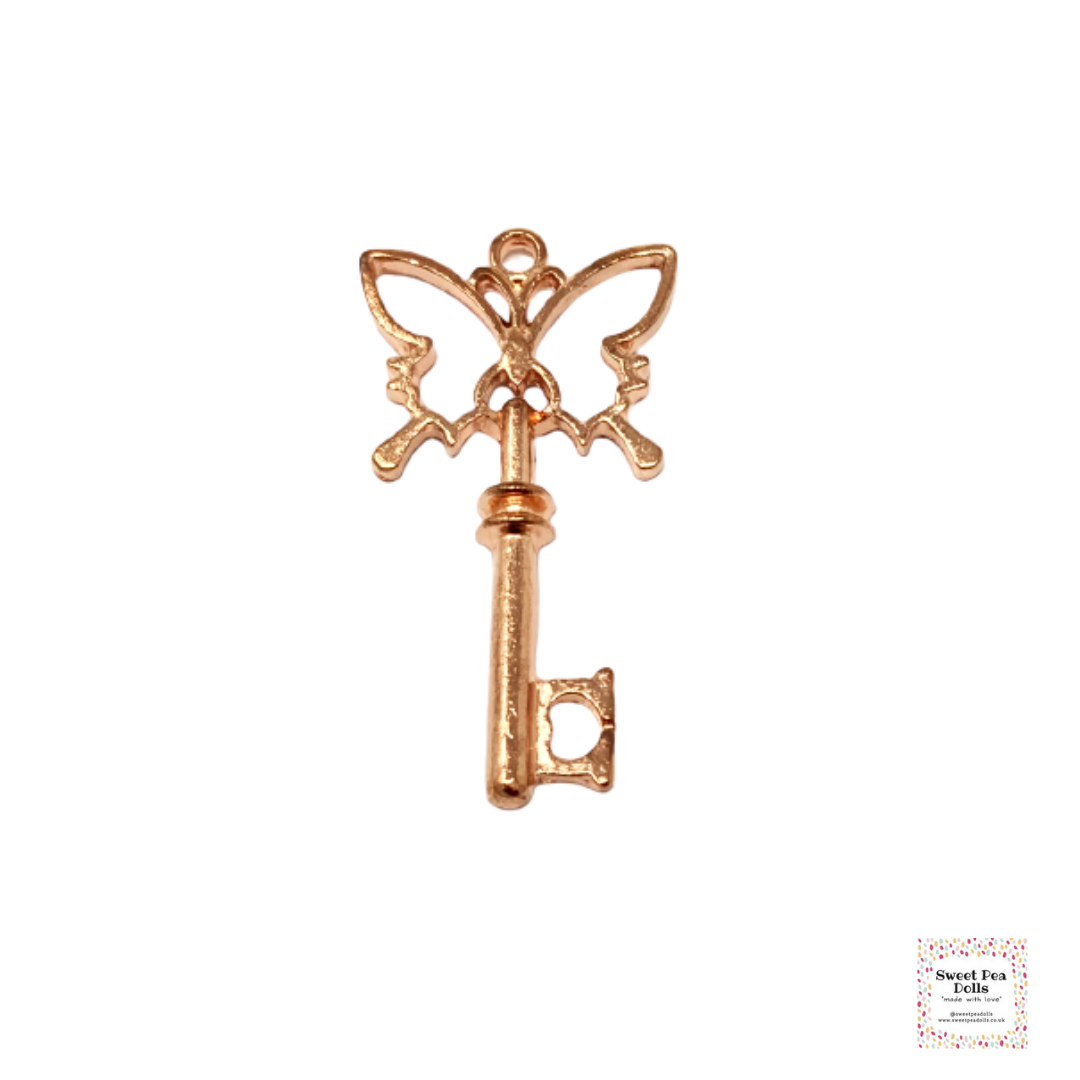 Resin Open Back Bezel - Rose Gold Butterfly Key