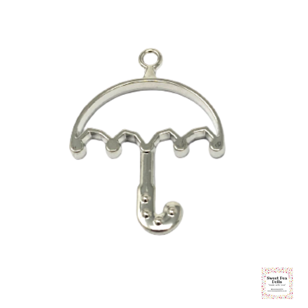 Resin Open Back Bezel - Silver Umbrella