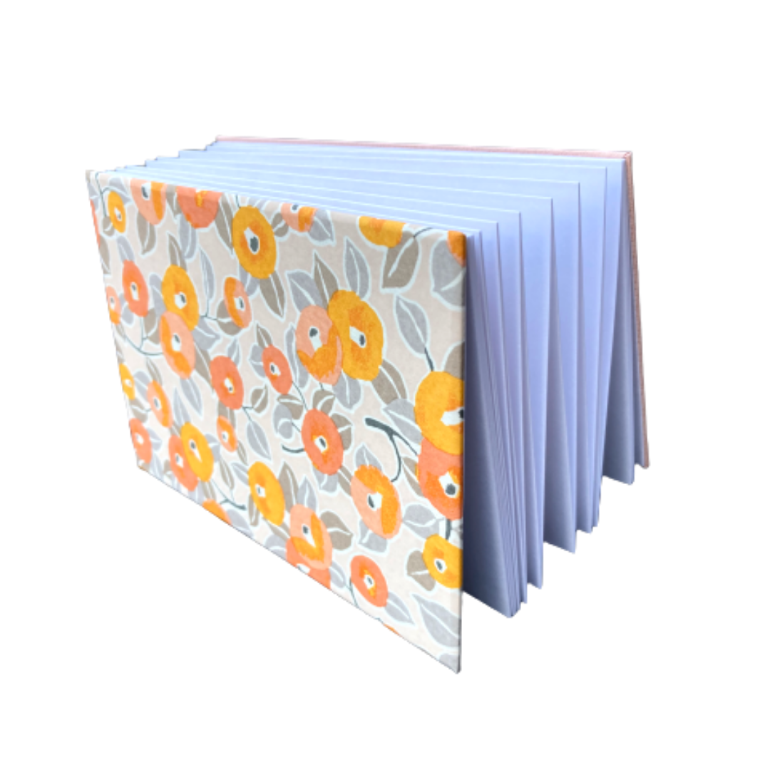 Shogado Yuzen Folding Stampbook - Shuincho Goen "Chic" Series - Orange #2 (Made in Kyoto, Japan)