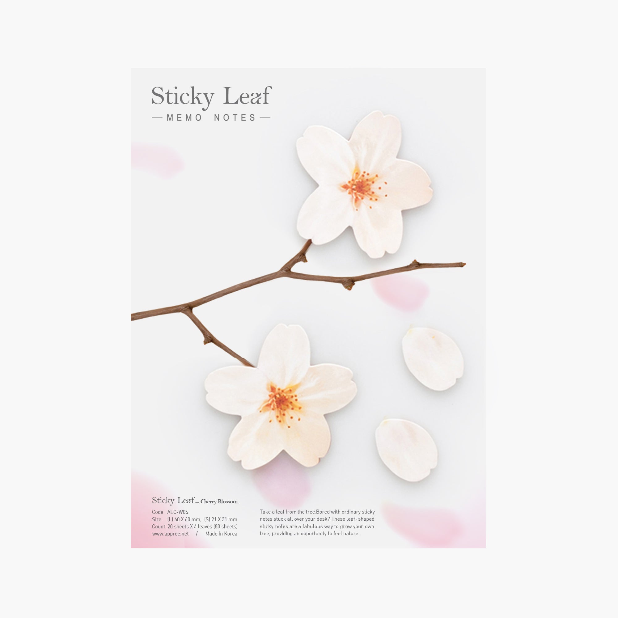 Appree Korea - Sticky Notes - White Cherry Blossom (Large Pack)