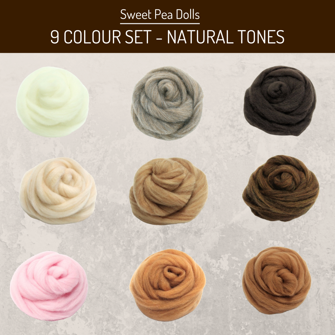 HandCrafter Superfast Felting Wool - Natural Colour Set (9 Colours)