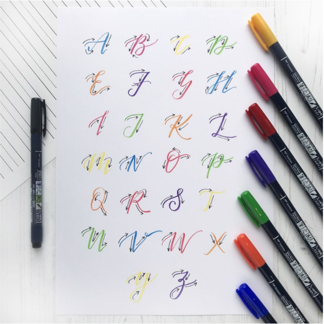 Tombow Fudenosuke Brush Pen - 10 Colour Set - Hard Tip