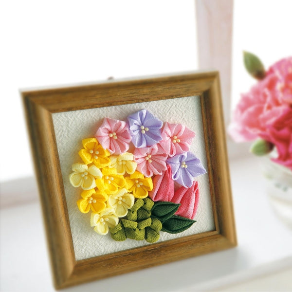 Olympus Tsumami Flower Craft Kit with Wooden Frame - Spring Bouquet