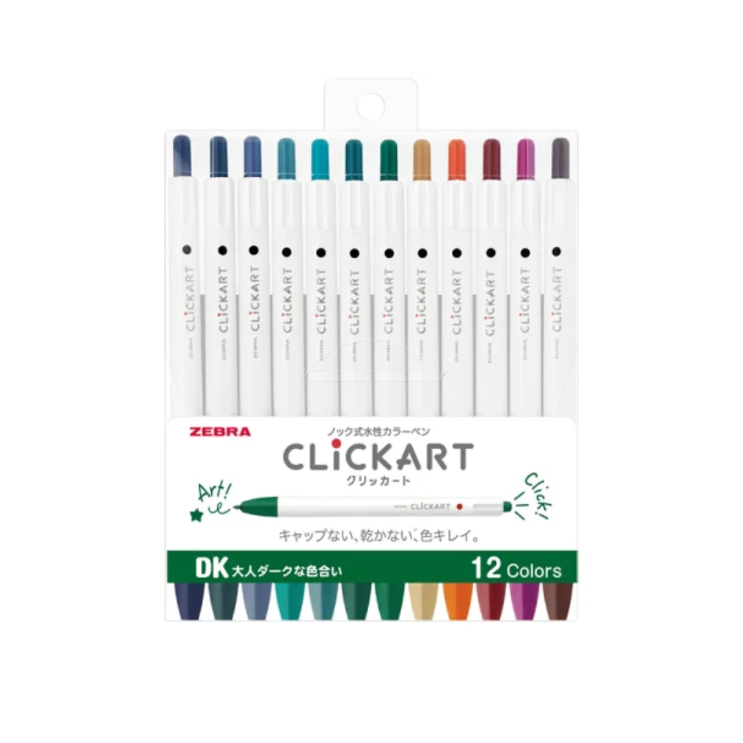 Zebra Clickart Fineliners - Dark Colour Set (DK) - Set of 12