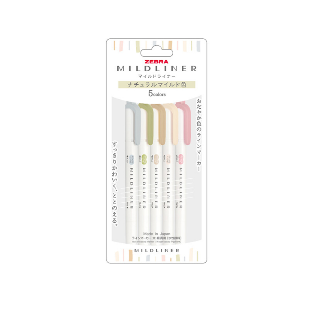 Zebra Mildliner - Natural Mild - Set of 5 Colours