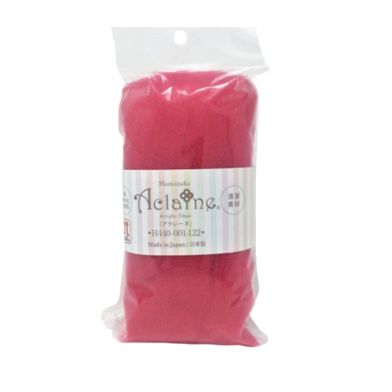 Japanese Hamanaka Aclaine Acrylic Fibre for Needle Felting. 15g pack - Hot Pink (#122)
