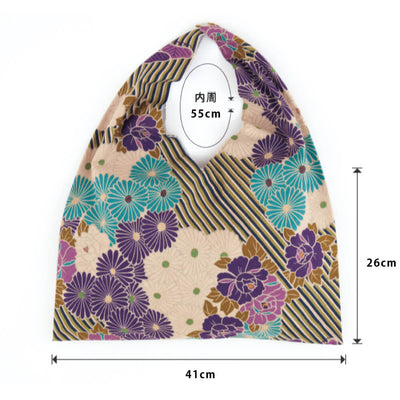 Noren Japanese Furoshiki Foldable Bag - Floral Purple (Made in Japan)