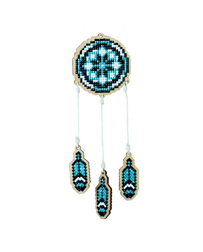 Wizardi Wooden Charms Diamond Painting Kit - Blue Dream Catcher