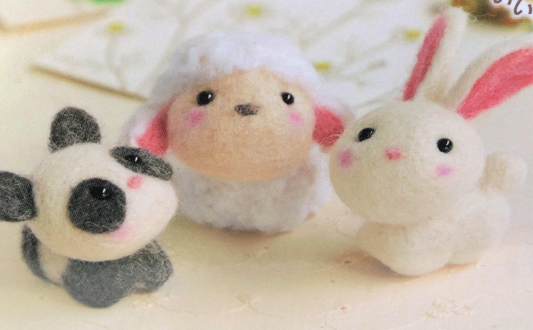 Hamanaka Needle Felting Kit - Panda, Sheep and Rabbit (English)
