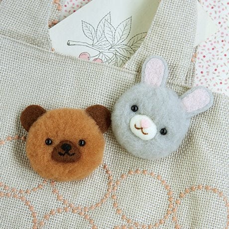 Hamanaka Pom Pom Kit - Rabbit and Bear Brooches.