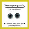 Silver Blue Plastic Cat Craft Eyes - 7.5mm (Choose quantity)