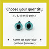 Blue Plastic Cat Craft Eyes - 7.5mm (Choose quantity)