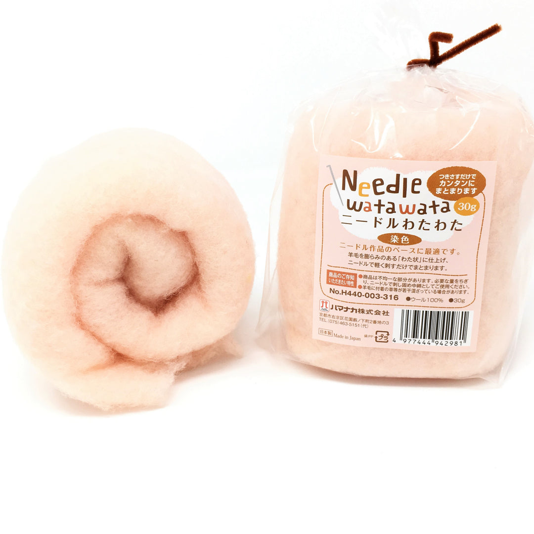 Hamanaka Needle Watawata Core Wool Batt - 30g Pink