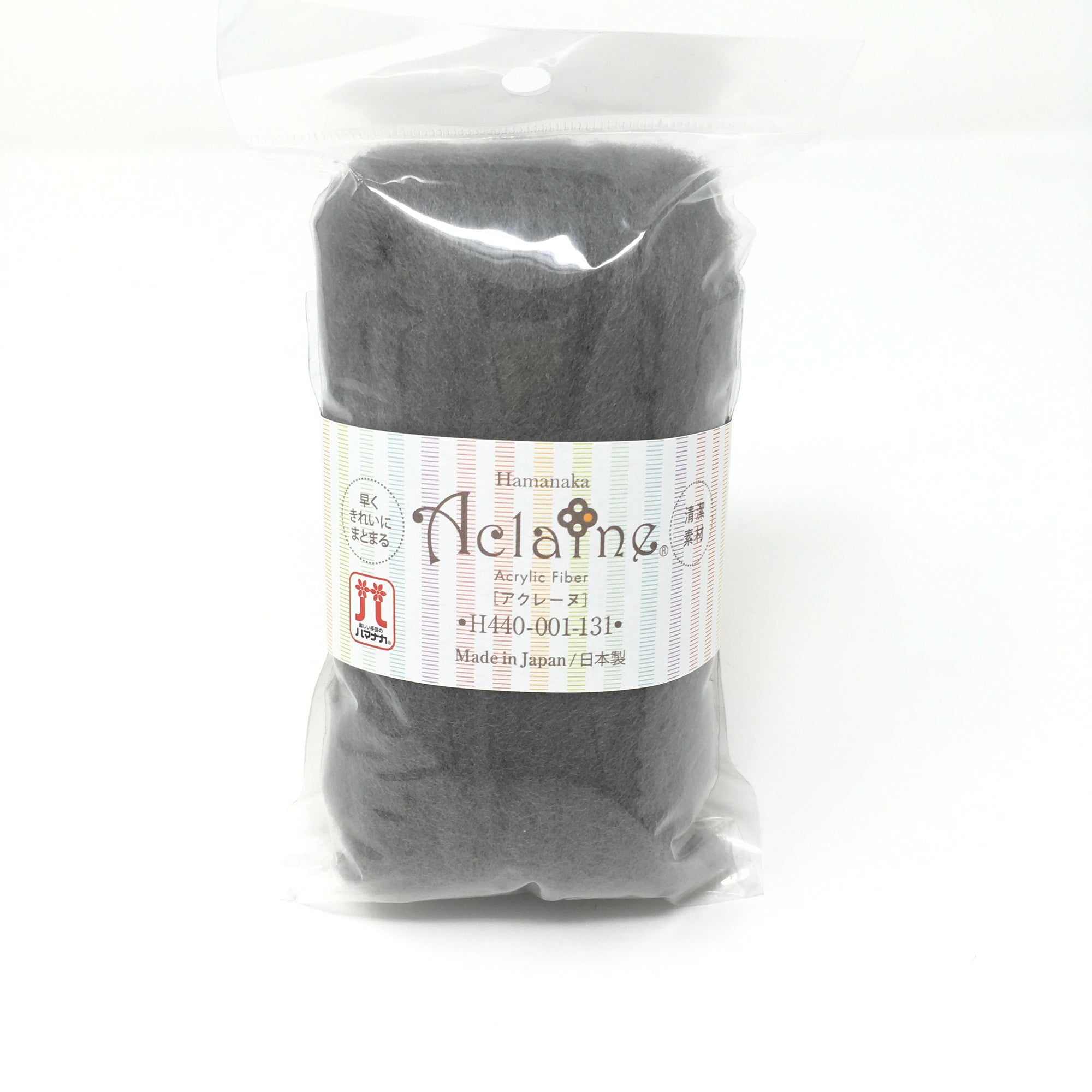 Japanese Hamanaka Aclaine Acyrlic Fibre for Needle Felting. 15g pack- Grey (#131)