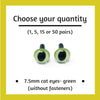 Green Plastic Cat Craft Eyes - 7.5mm (Choose quantity)