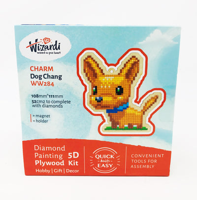 Wizardi Wooden Charms Diamond Painting Kit - Chihuahua Dog