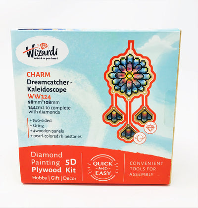 Wizardi Wooden Charms Diamond Painting Kit - Rainbow Dream Catcher