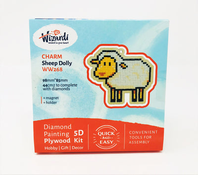 Wizardi Wooden Charms Diamond Painting Kit - Sheep