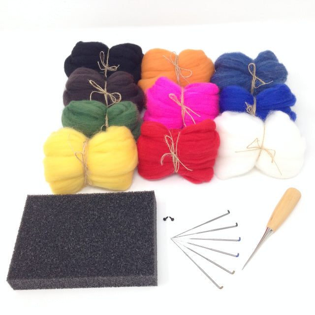 Needle Felting Starter Set - Colourful Selection 100g